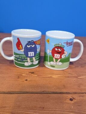 M&M'S Blue Character Football Ceramic Mug Set - Blue, Green, White